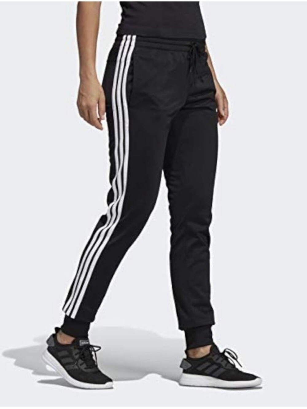 Adidas Women’s Essentials 3-Stripes Tricot Black Jogger Pants, Small Athletic